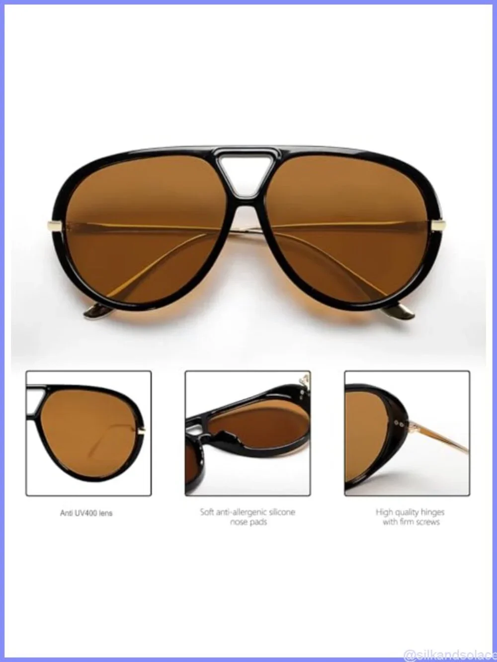 Oversized Retro Aviator Sunglasses UV Protection Cycling Diving Shield